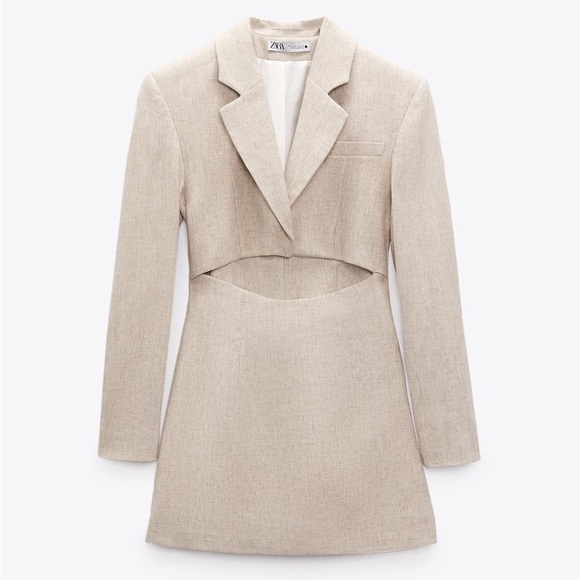 Zara Limited Edition Light Tan Cut Out Blazer Dress - Picture 15 of 17